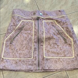 Lace Zip-Front Skirt - Pink